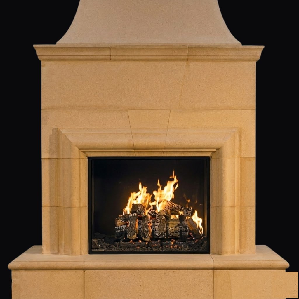 American Fyre Designs cast-stone outdoor fireplace